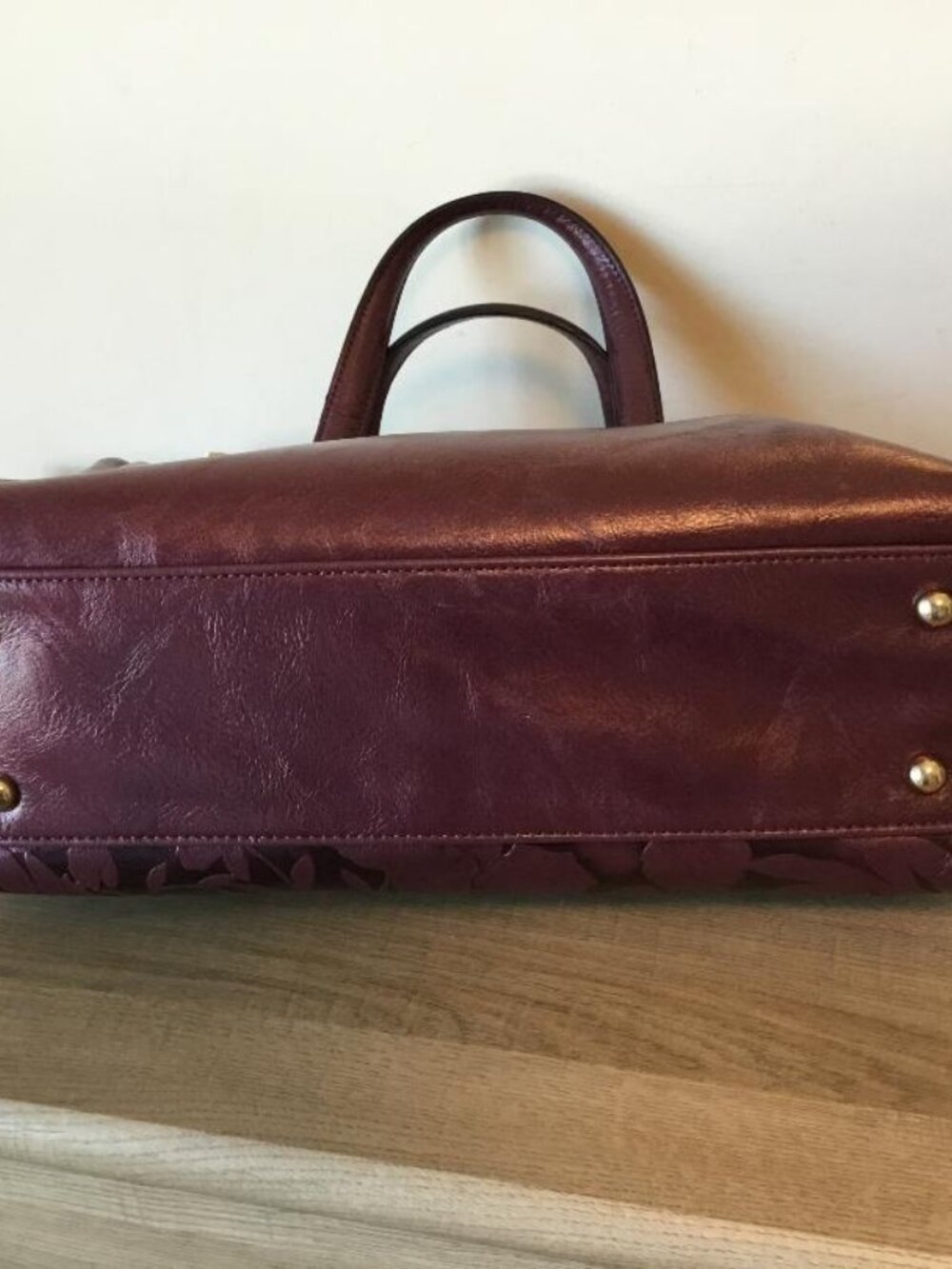 Mellow World Salome Floral Embossed Satchel Handbag Crossbody in Plum- 2 Straps - Picture 6 of 10
